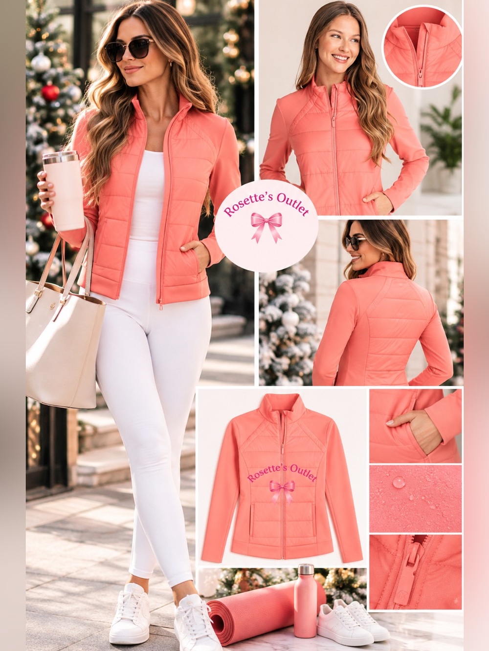 Southern Tide Josette Mixed Media Full Zip- Sunkist Coral NWT